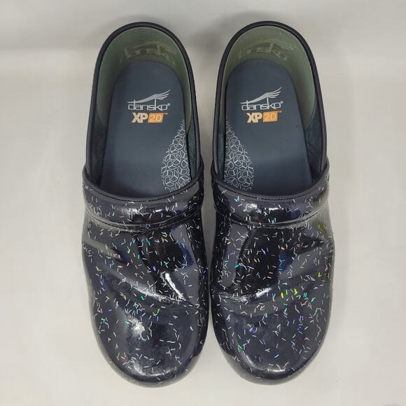Dansko Clogs Womens EU41 US11 Mules XP 2.0 Patent Rainbow Flecks Black Slip On - Picture 5 of 16
